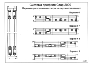 схема открывания раздвижного окна в раме с двумя направляющими и монтажной глубиной 60мм