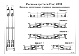 схема открывания раздвижного окна в раме с двумя направляющими и монтажной глубиной 60мм